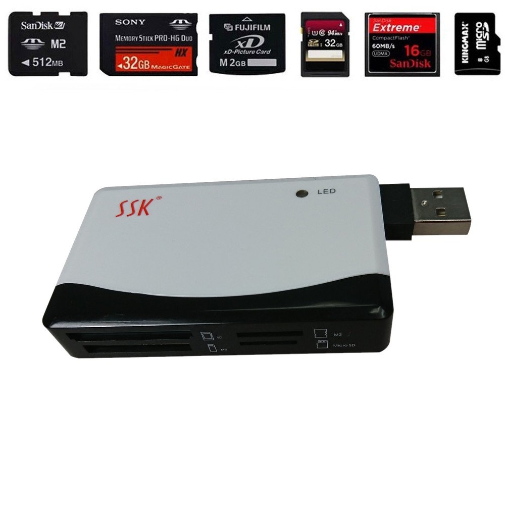 All-in-1 SSK SCR Compact Flash Multi Memory Card Reader CF Adapter MicroSD MS XD