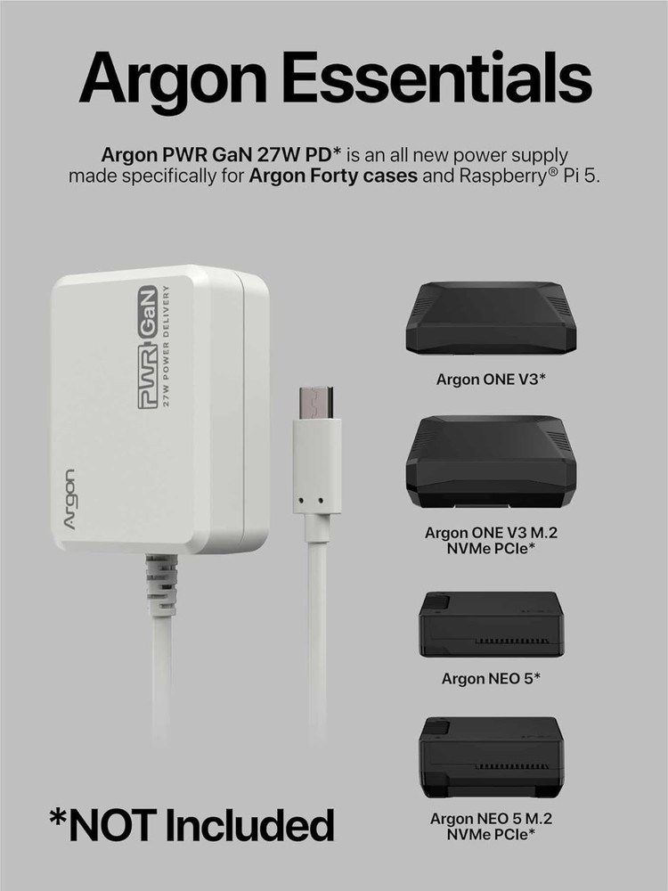 Argon Poly+5 Raspberry Pi 5 Case with Active Cooler | Pi 5 case, Pi 5 Active Coo