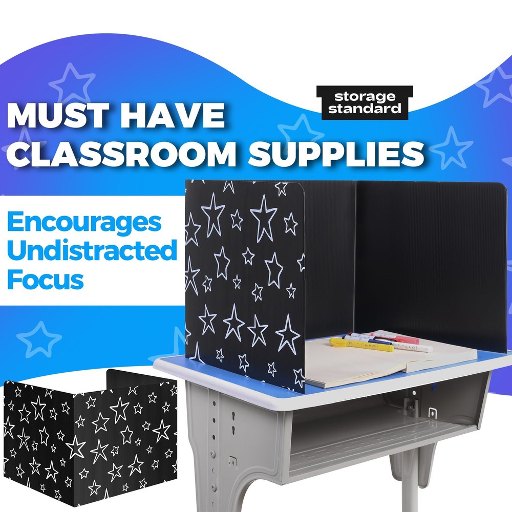 22Pack Desk Dividers Students Star Waterproof Plastic Study Carrel Folders