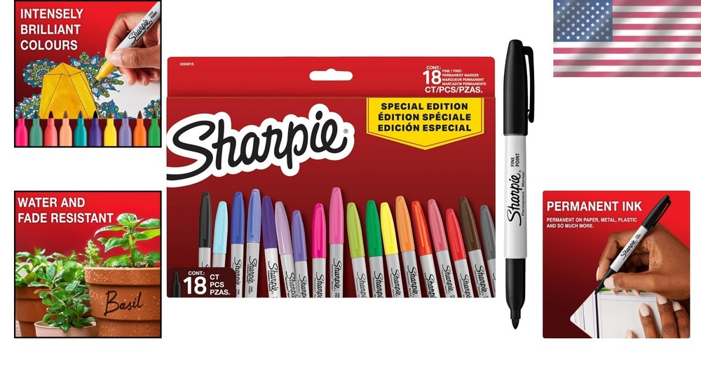 Bright Permanent Markers | Fine Point | 18 Assorted Colors