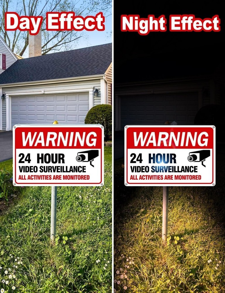 Video Surveillance Sign 4-Pack - Durable 12"x8" Reflective Security Warning