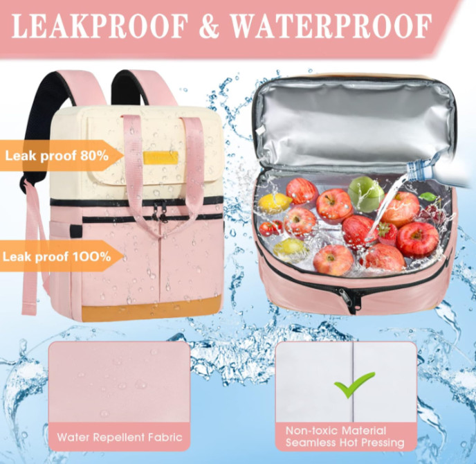 Mochila nevera impermeable con doble compartimento para 36 latas