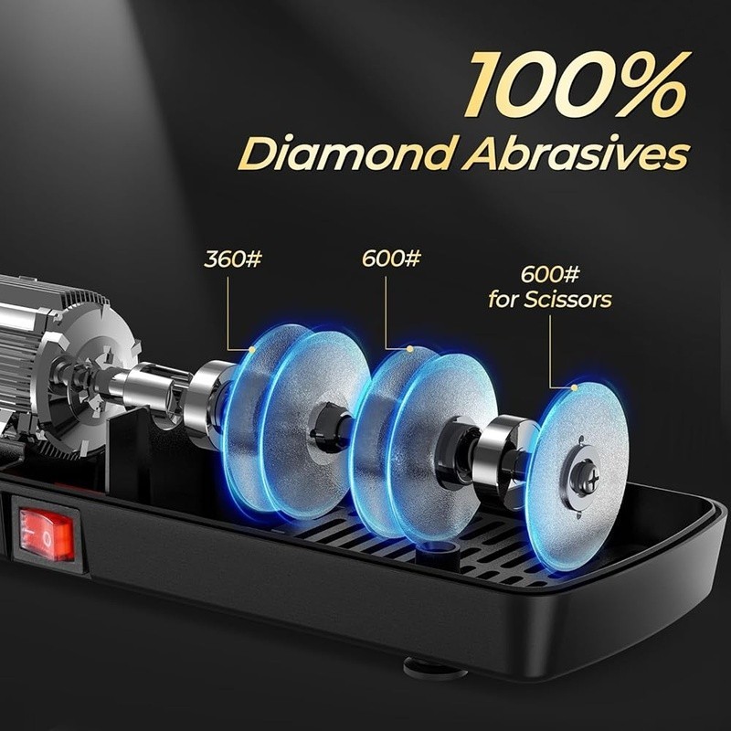 Professional Electric Knife Sharpener 3-in-1 Diamond Tool Kitchen Scissors New