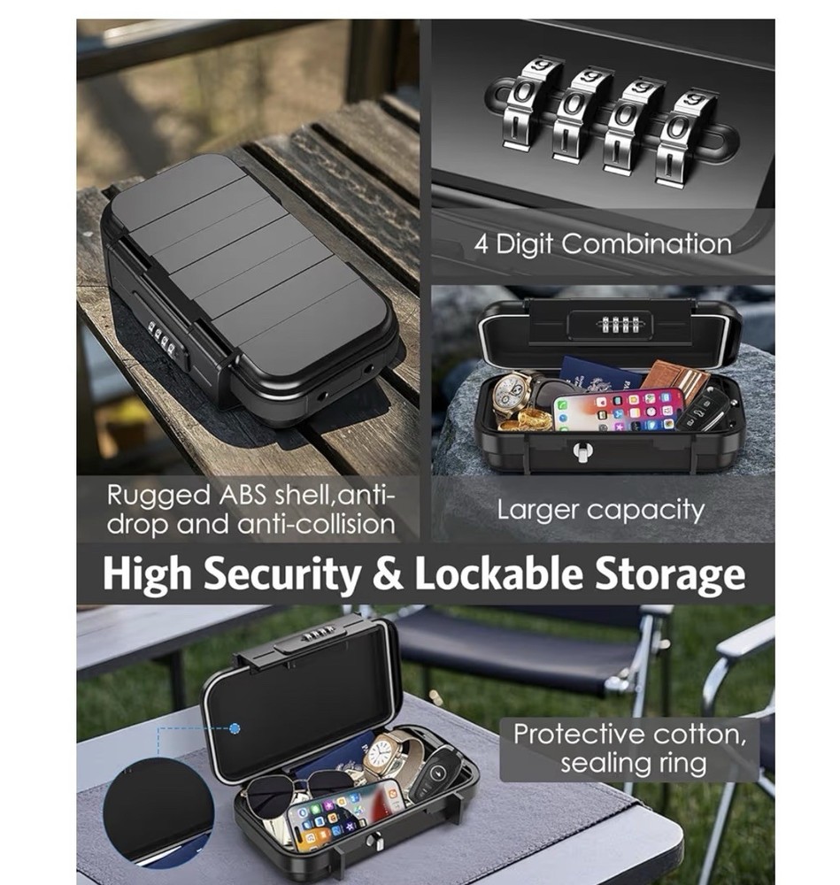 Waterproof Large Capacity Combination Lock Storage Box with Cable, ABS Shell