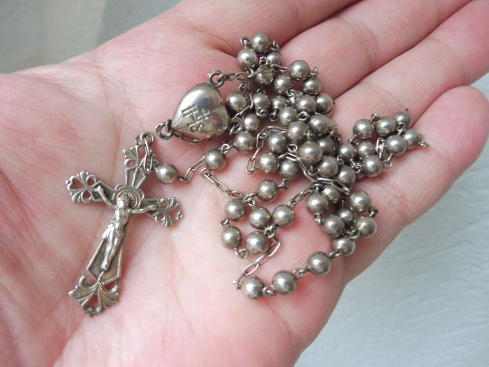 Beautiful, old Rosary, 800 silver, 80cm
