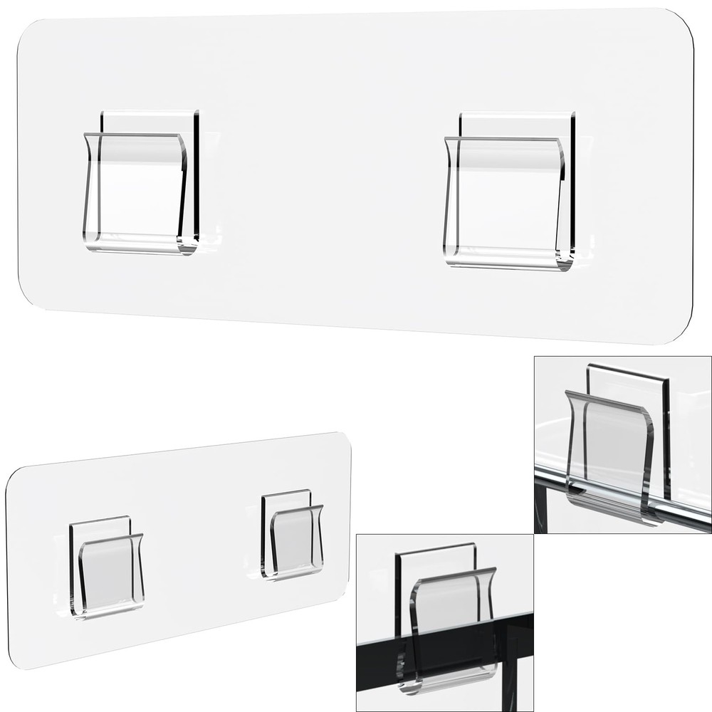 2 Pack Shower Caddy Adhesive Replacement Stickers with 2 Flat Hooks for Kitchen