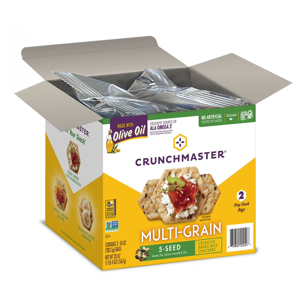 2 PACK - Crunchmaster 5 Seed Multi-Grain Cracker with Olive Oil 10 Oz Total 20oz