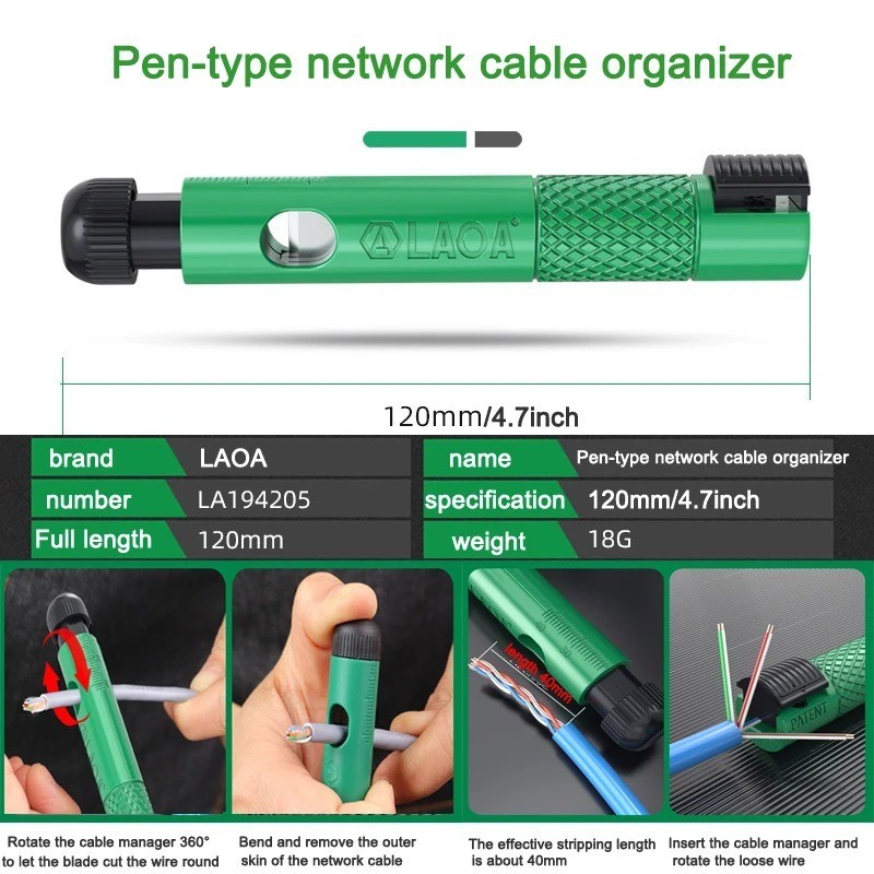 Pen-Type Network Cable Straightener Cutter for Cat5 Cat6 Cat7