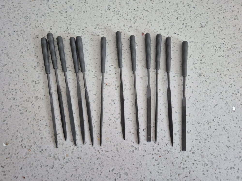 12 Piece Precision Needle Mini Small File Set Assorted Shaped Poly Handles