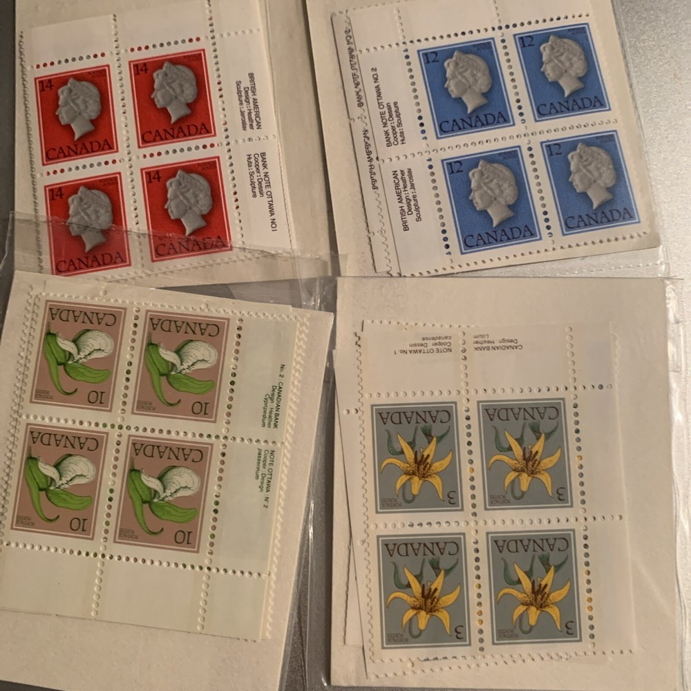 Canadian Plate Blocks Sealed   8 Packs 4 Corner Blocks In Each Package.