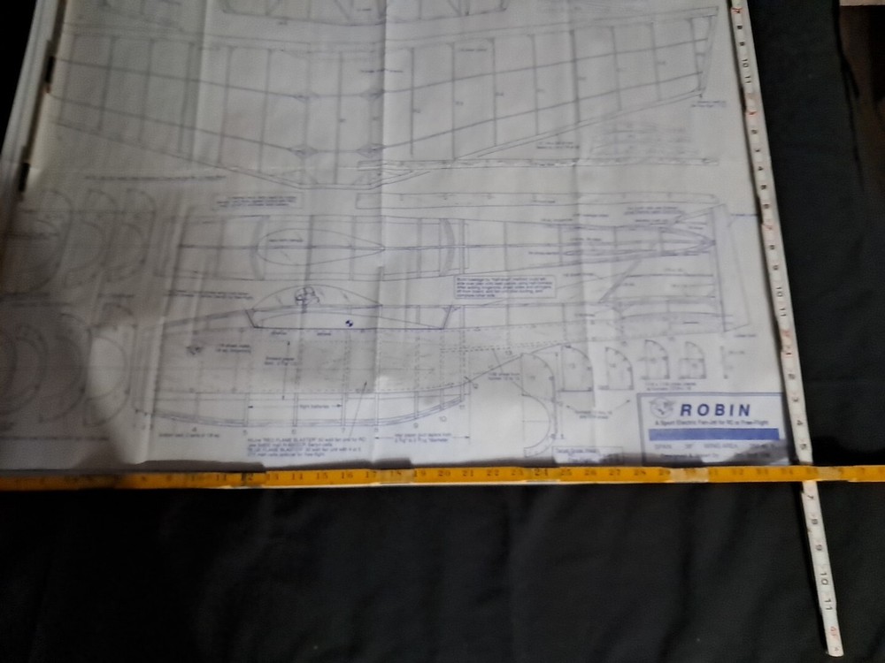 Model Airplane Large Printed Plan RC Scale Plane Drawing Ribin Don Srull P9