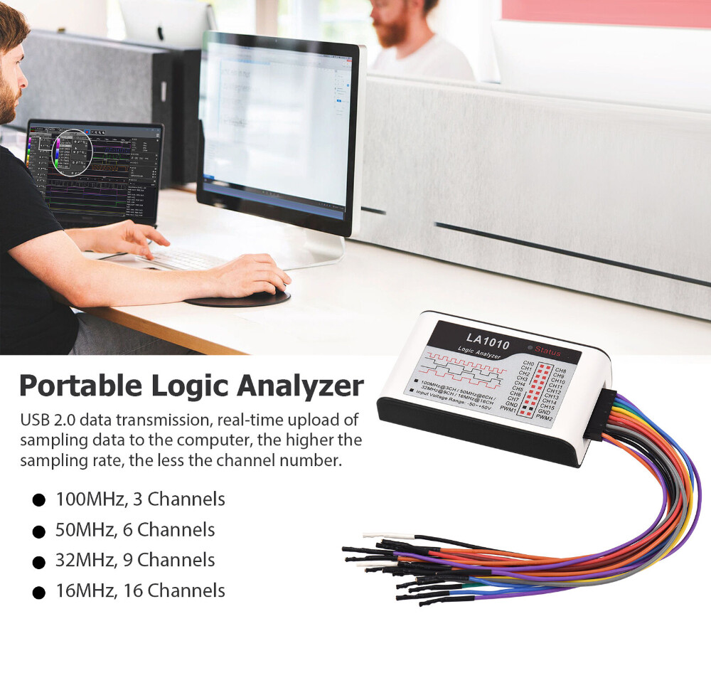 16 Channel Logic Analyzer USB 20 100MHz Sampling Rate for Electronics