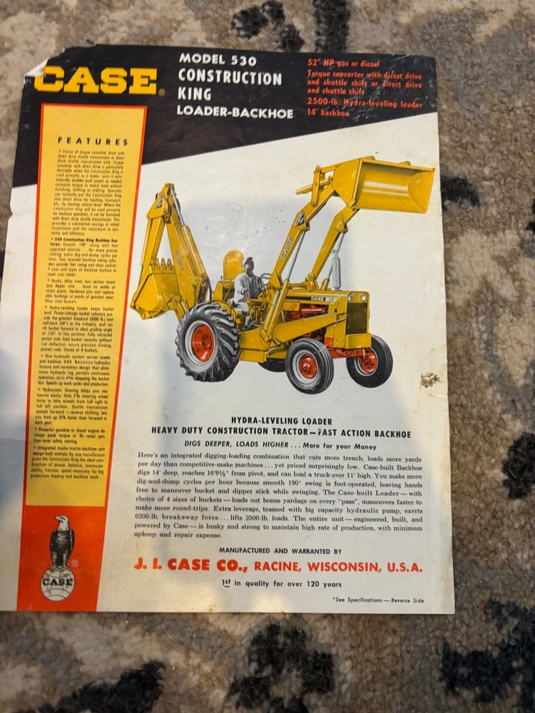 Case Tractor 530 Backhoe Brochure AMIL25