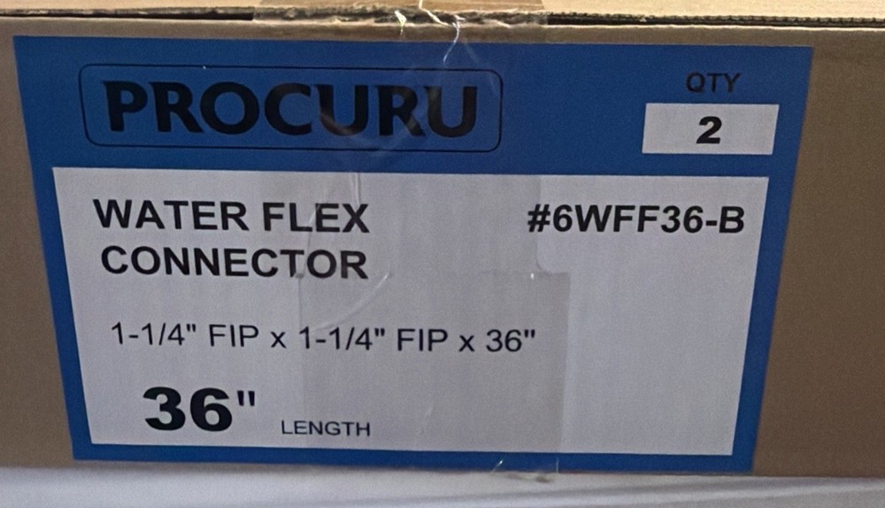 Procuru #6WFF36-B Water Flex Connector 1-1/4" FIP x 1-1/4" FIP x 36" 2-Pack