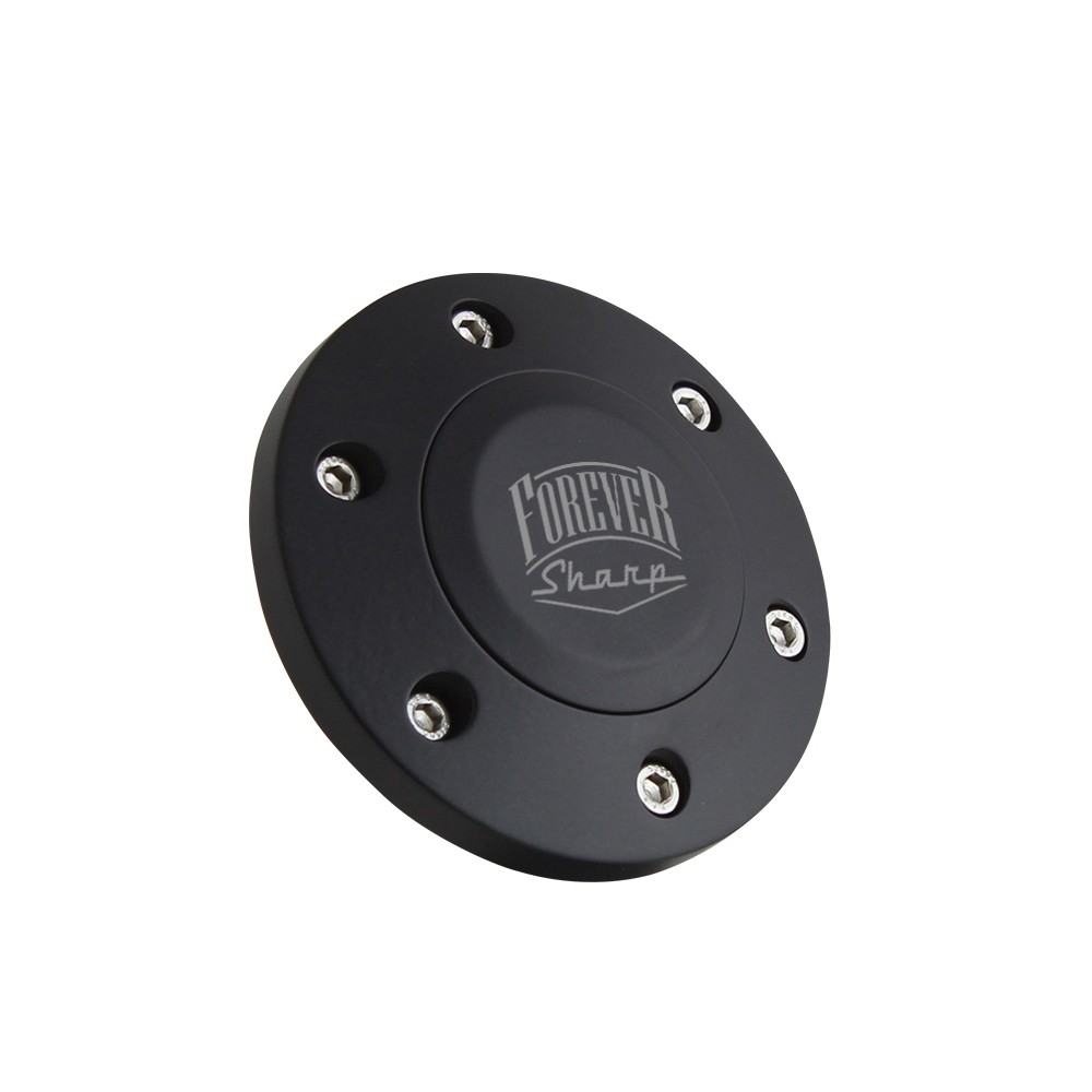 Black 6 Hole Billet Steering Wheel Horn Button with Forever Sharp Engraving