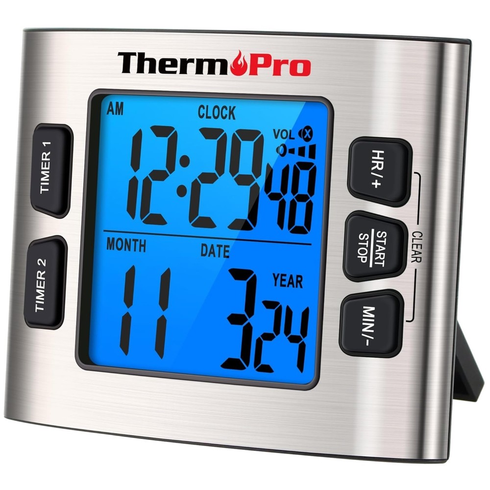 TM02 24-Hour Digital Timer with Adjustable Volume & Backlit LCD Display
