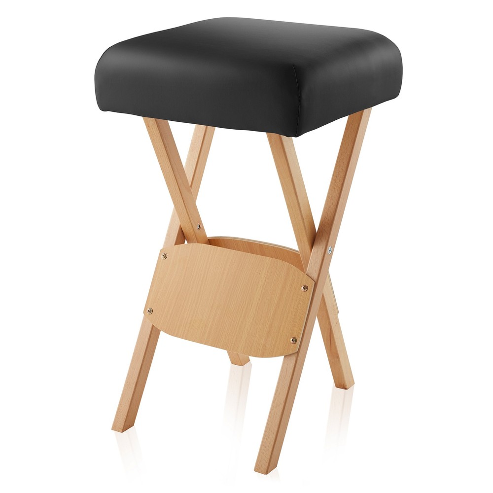 Portable Wood Folding Massage Stool - Black