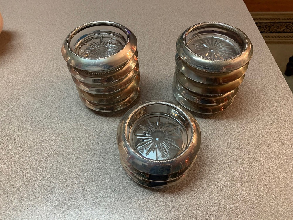 Set Of 13 Sterling Silver  Coasters