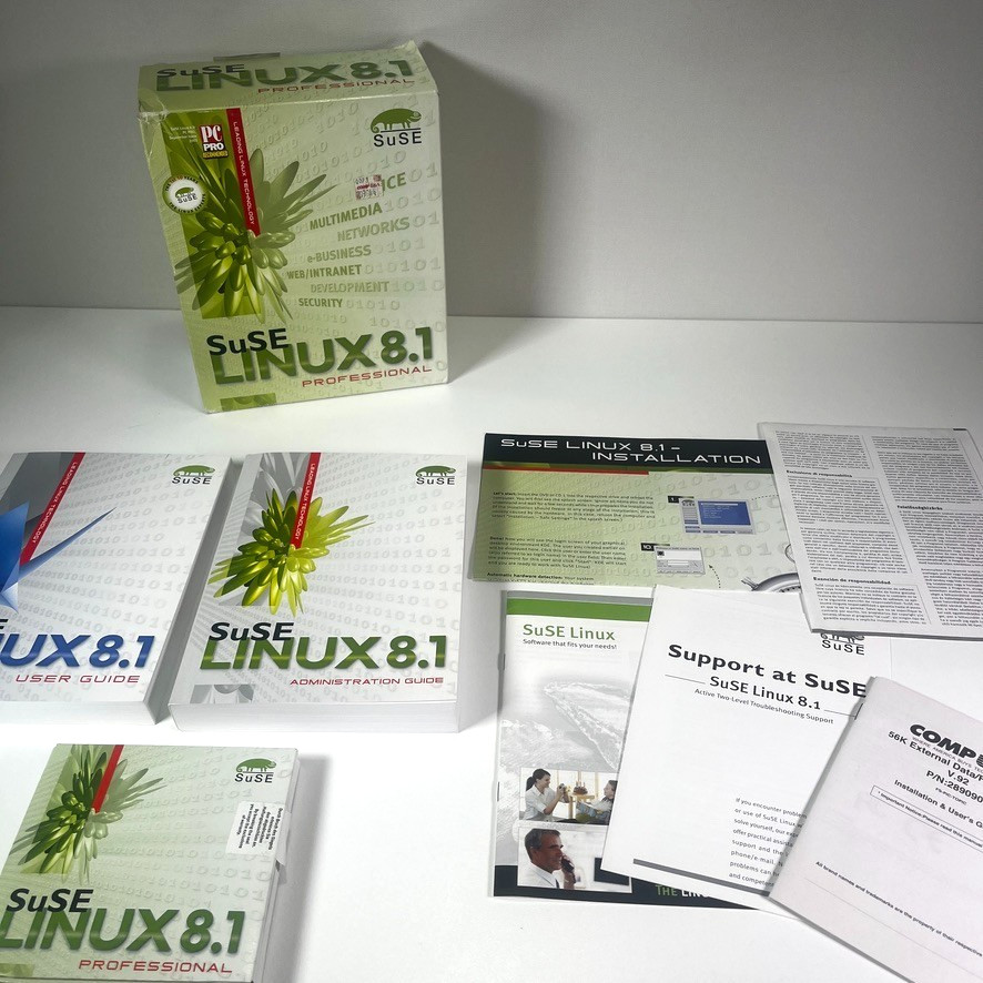 SuSE Linux 8.1 Professional Edition (CD-ROM, 2001) Big Box Vintage Software