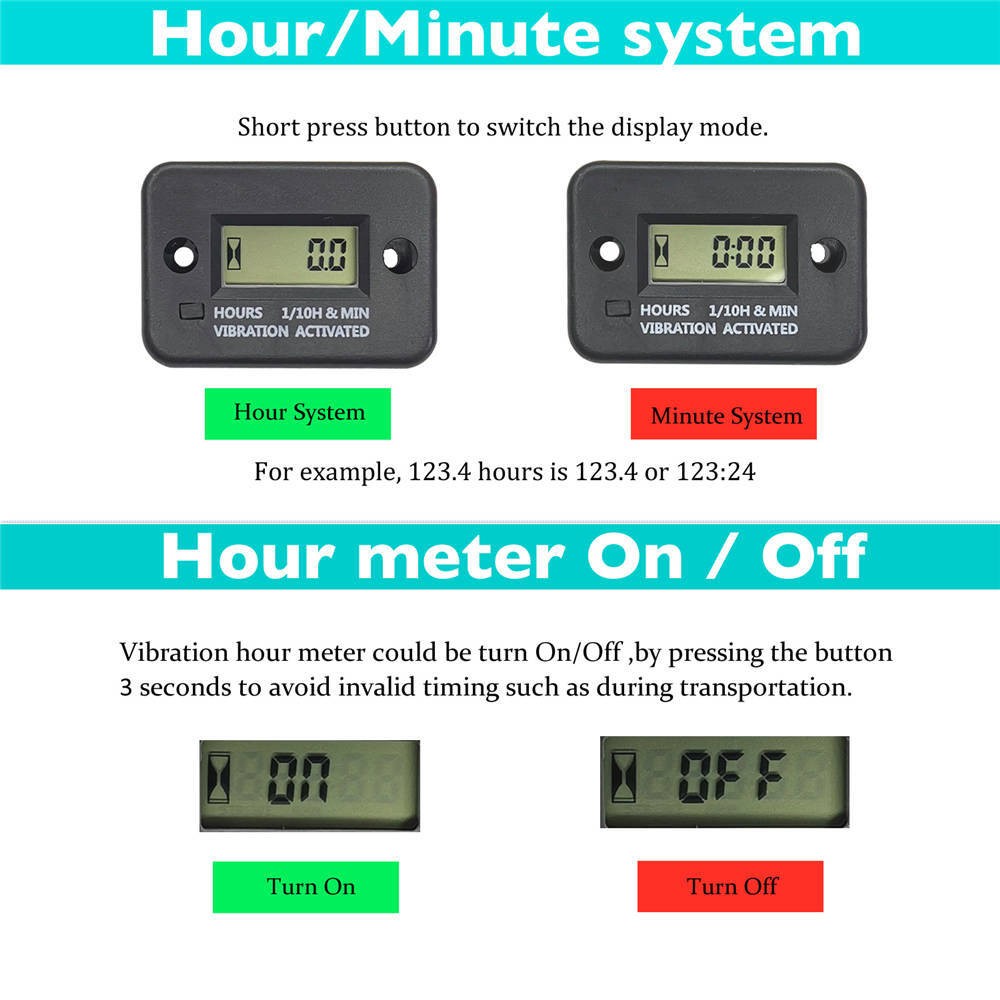 Digital Vibration Hour Meter Hour Meter LCD Hour Meter Motorcycle