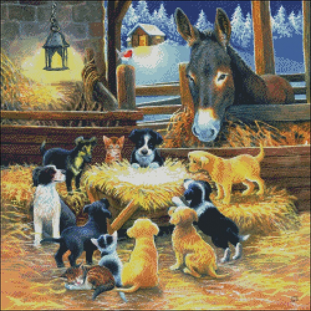Chart Needlework Crafts DIY-Counted Cross Stitch Pattern - Barnyard Nativity