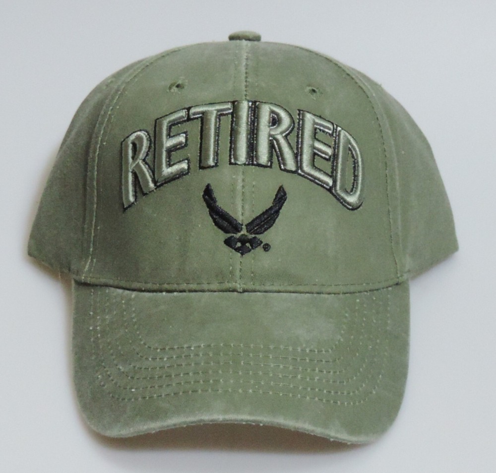 U.S Air Force - RETIRED  3-D text with LOGO on Baseball Cap