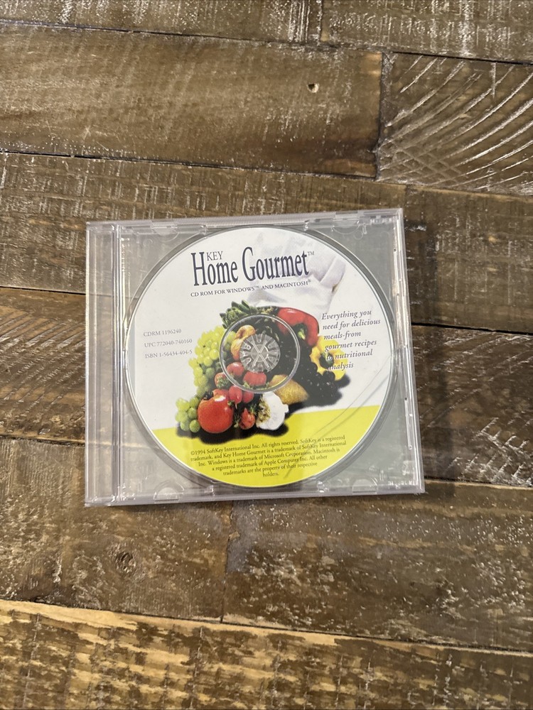 Key Home Gourmet Recipes Software PC Cd Rom