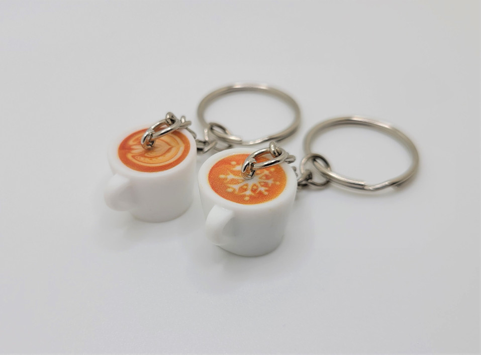 Latte keychain, Coffee keychain, Coffee cup keychain