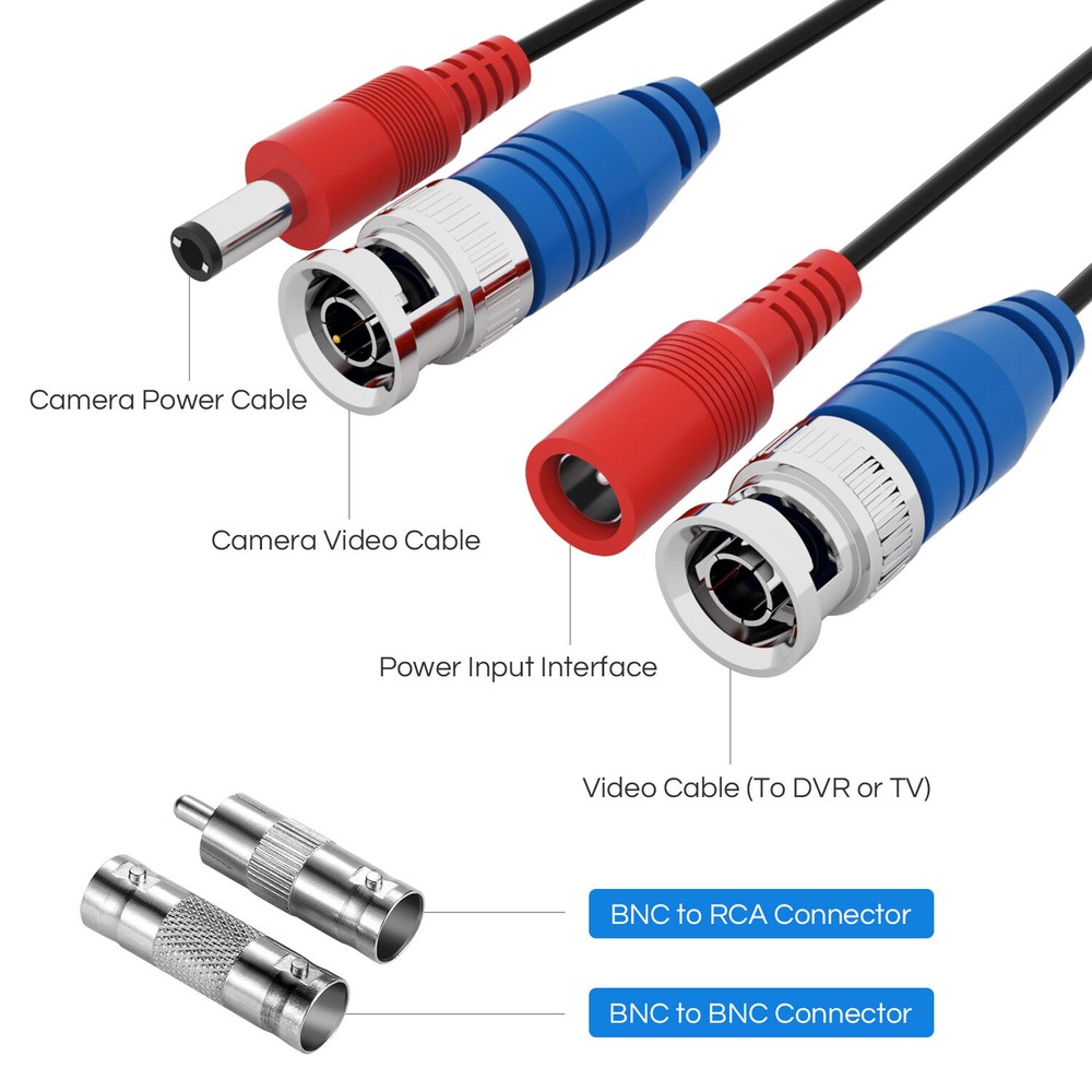 ZOSI CCTV Security Camera Cable BNC Extension Wire for Surveillance DVR System