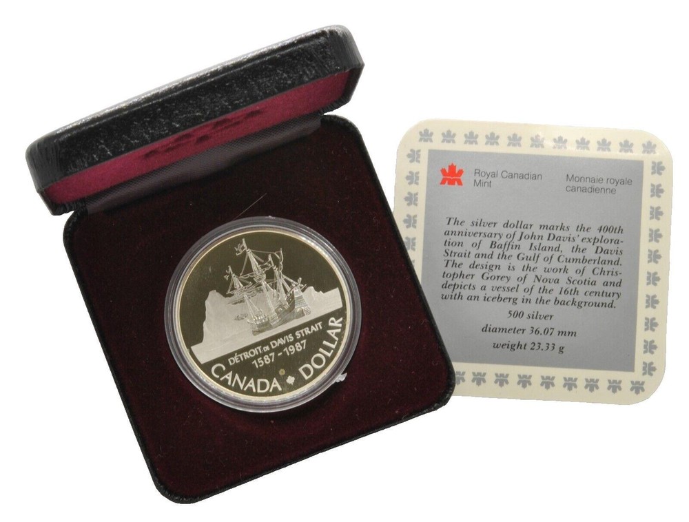 1987 Royal Canadian Mint John Davis Strait Commemorative 50% Silver Proof Coin
