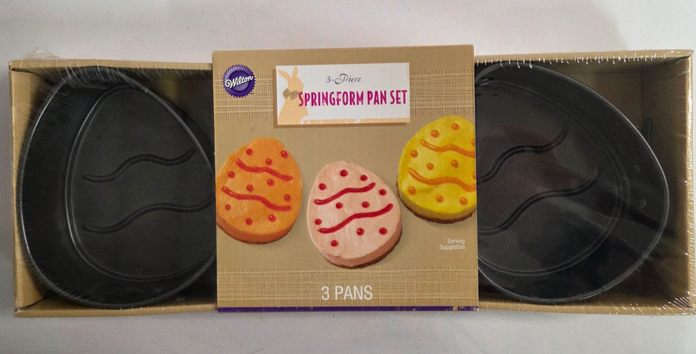 Easter Wilton 3 Piece Cake Pan Egg Shaped Springform Set 5" Each Mini Cakes