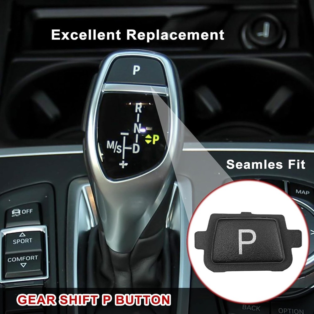 Gear Shift P Button, Lever Parking P Button Cover Cap Black, Compatible with 3'