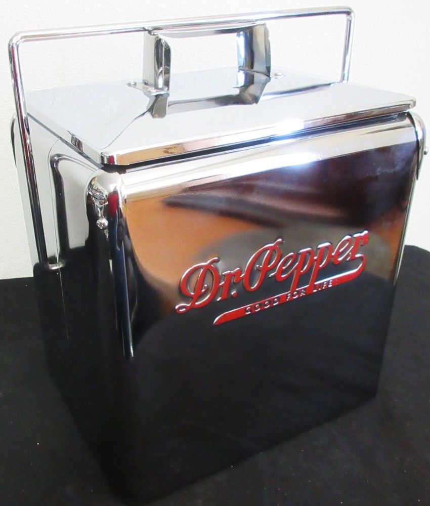 DR PEPPER Six Pack Soda Chrome Cooler Embossed Lettering