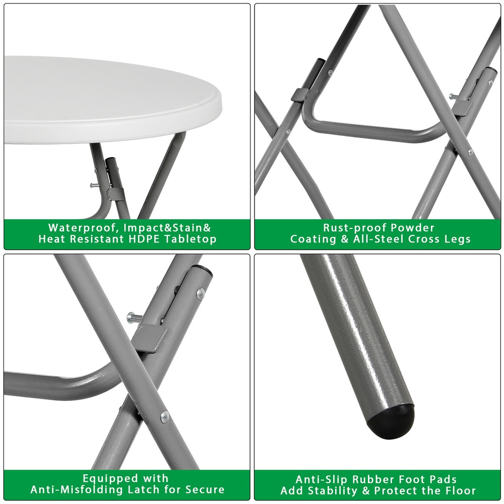 2PCS 32"Cocktail Table Round High Top Folding Table Round High Top Folding Table