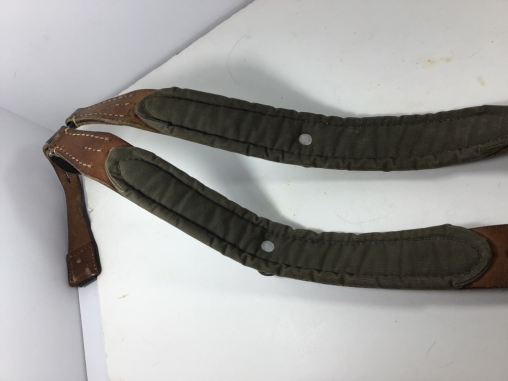 Post WW2 Austrian Y- Strap Leather Suspenders - 1959