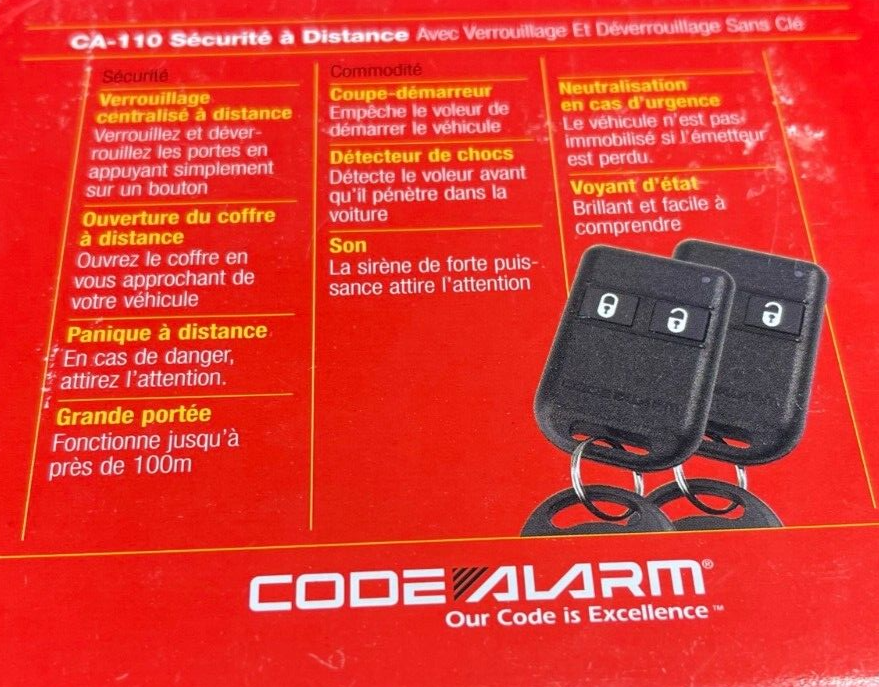 CODE ALARM CA-110 CAR ALARM REMOTE SECURITY WITH KEYLESS ENTRY NEW