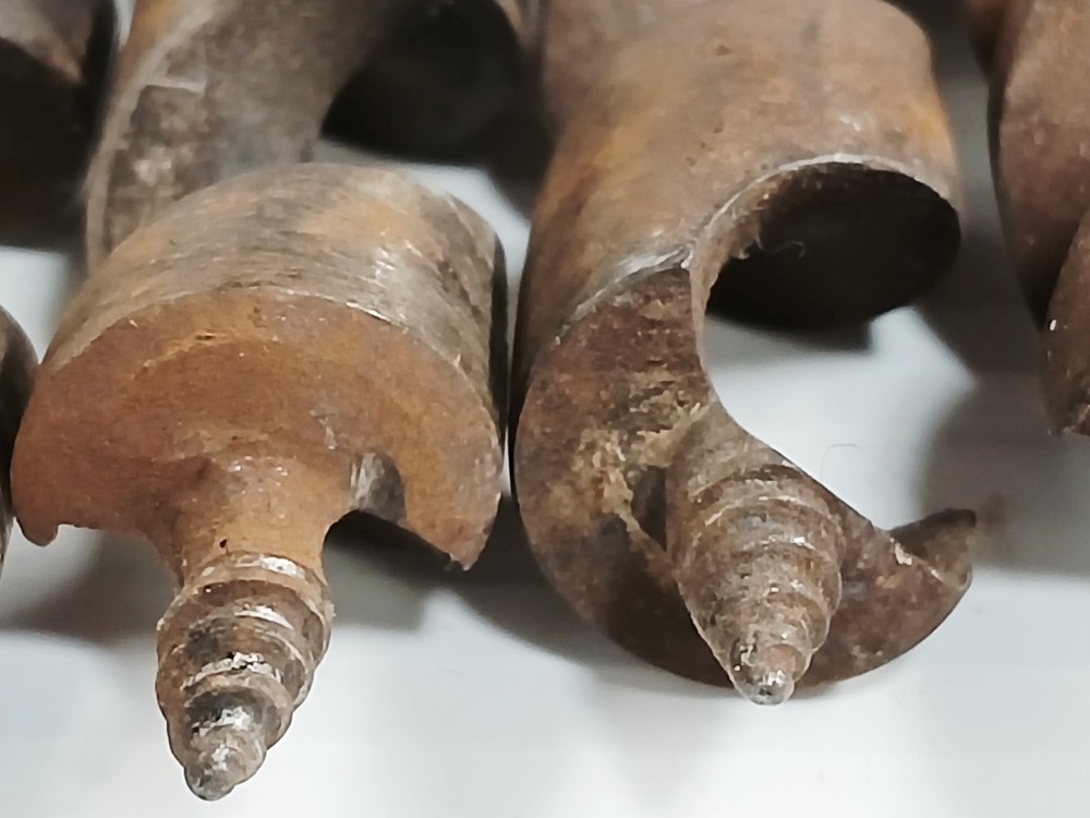 (6) Large Long Antique Auger Drill Bits Woodworking Tools, 9"-17"