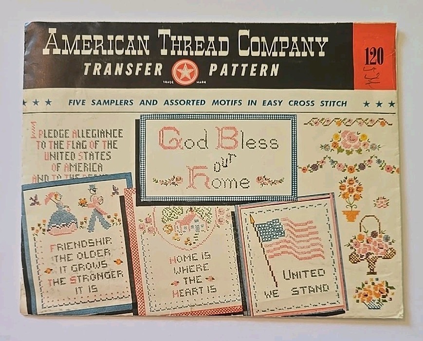 Vintage American Thread Company Transfer Pattern No. 120 Samplers