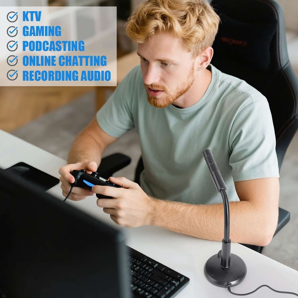 2025 USB Computer Mini Condenser Microphone Stand Recording Mic For PC Desktop