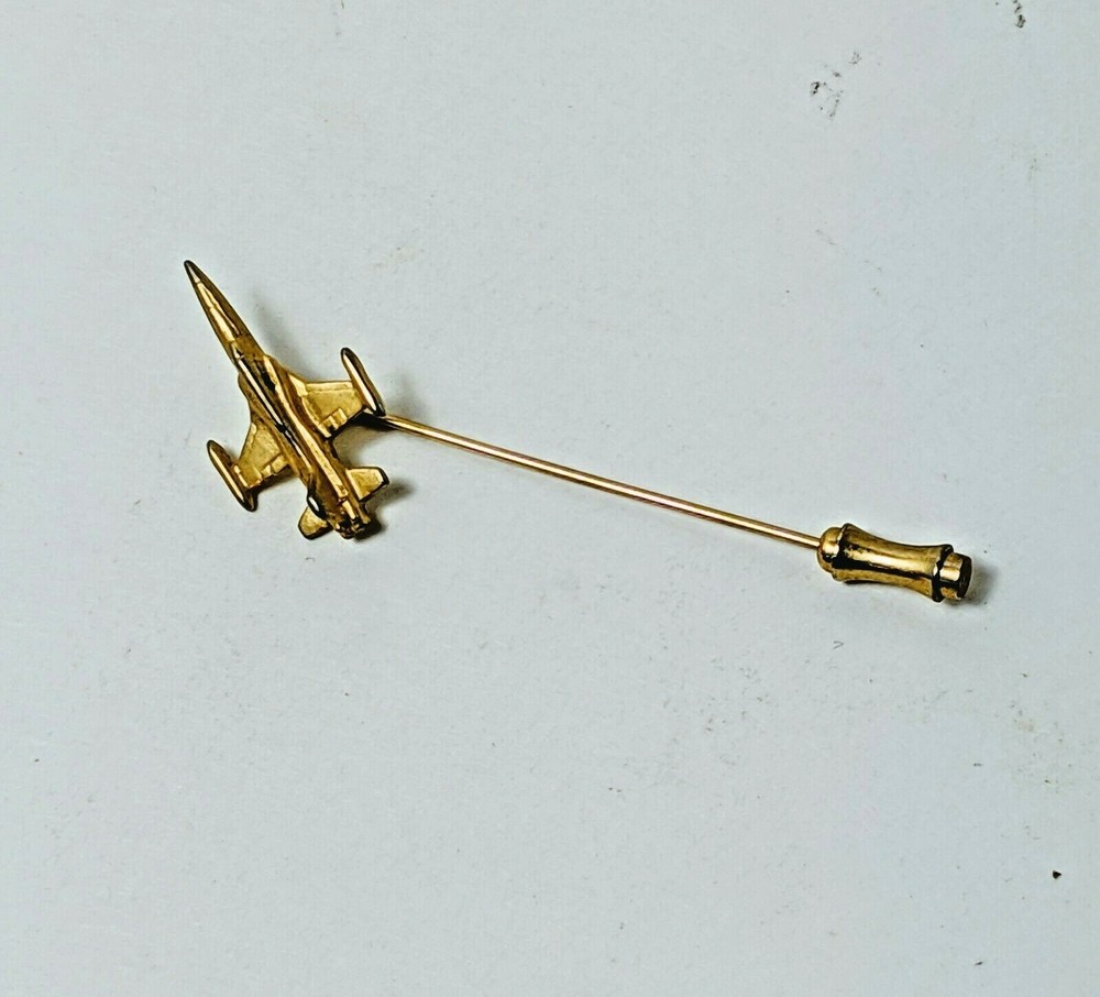 Gold Tone Fighter Jet Stick Pin