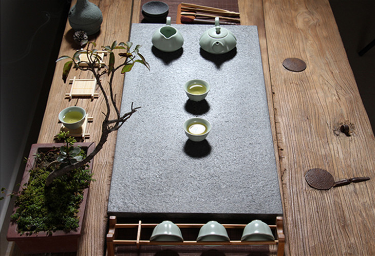 Stone Tea Tray Multi-size Tea Table China Black Stone Serving Tray Nature Stone
