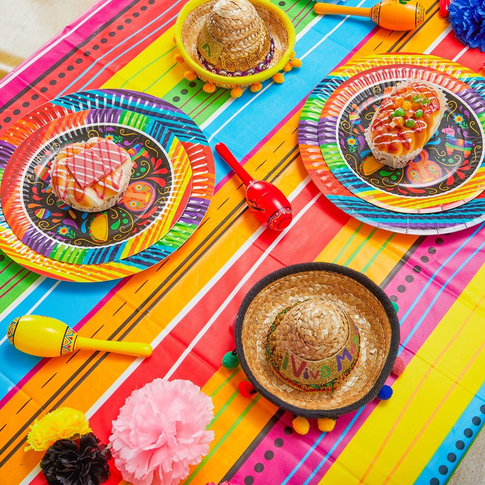JOYIN 6 pcs Cinco De Mayo Printed Plastic Tablecover Multicolor, Multi Color
