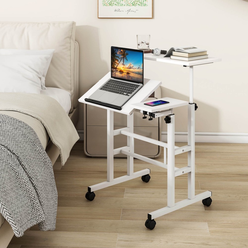 Costwy Adjustable Computer Desk Mobile Stand up Desk Tilting Workstation