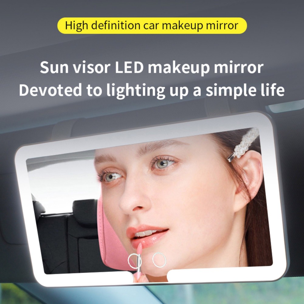 Rechargeable Vanity Mirror For Car Sun Visor With 3 Light Modes Type-C Charging