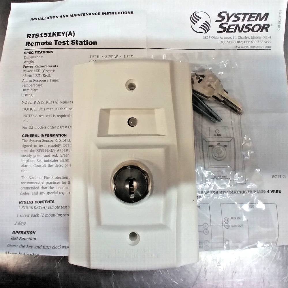 System Sensor RTS151KEY, Remote Duct Fire Alarm Test Station