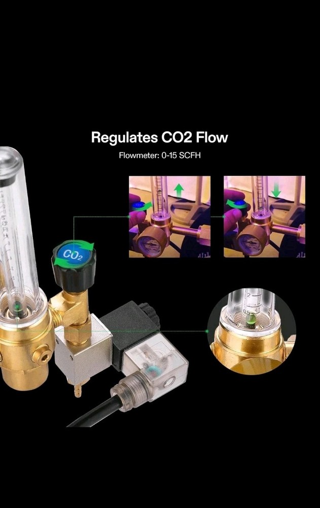 VIVOSUN CO2 Regulator Hydroponics Emitter System with Solenoid Valve Flowmeter
