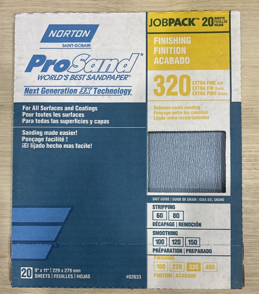 Norton ProSand 9" x 11" Sanding Sheets 320 Grit - 20 PACK