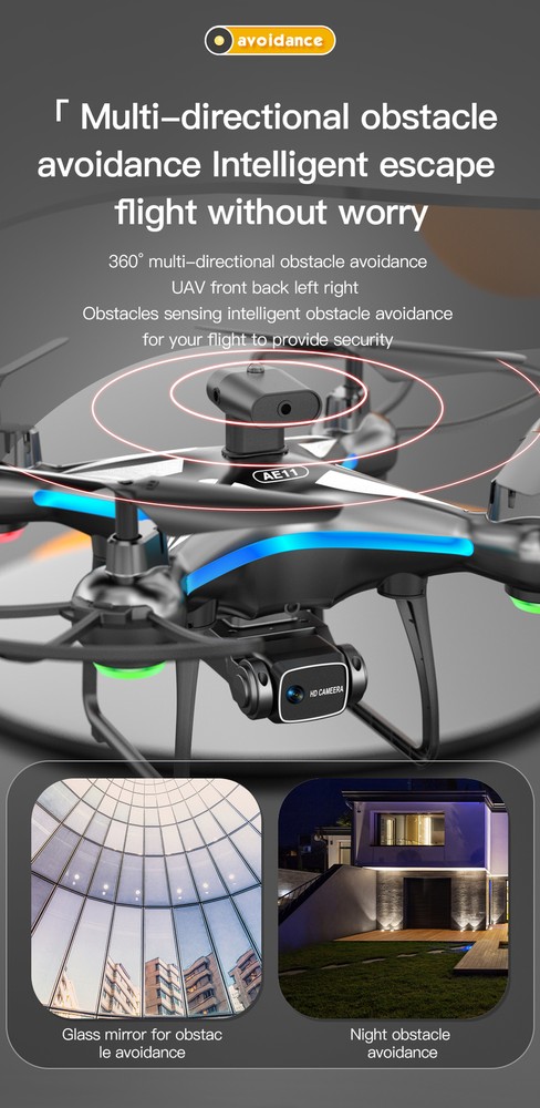 AE11 Drone WIFI FPV Wide Angle 4K HD Dual Camera Obstacle Avoidance Quadcopter