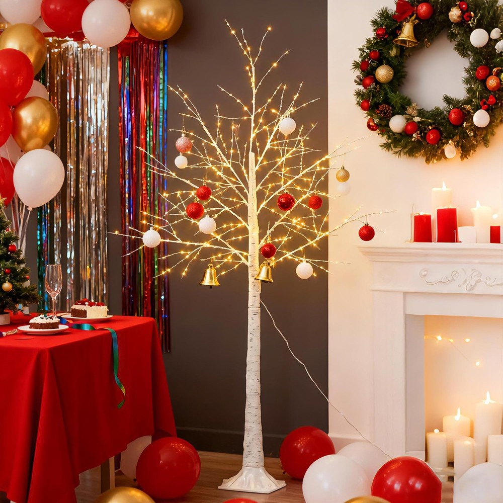 5FT White Firefly Tree with Lights - Lighted Firefly Tree with 350 Warm White...