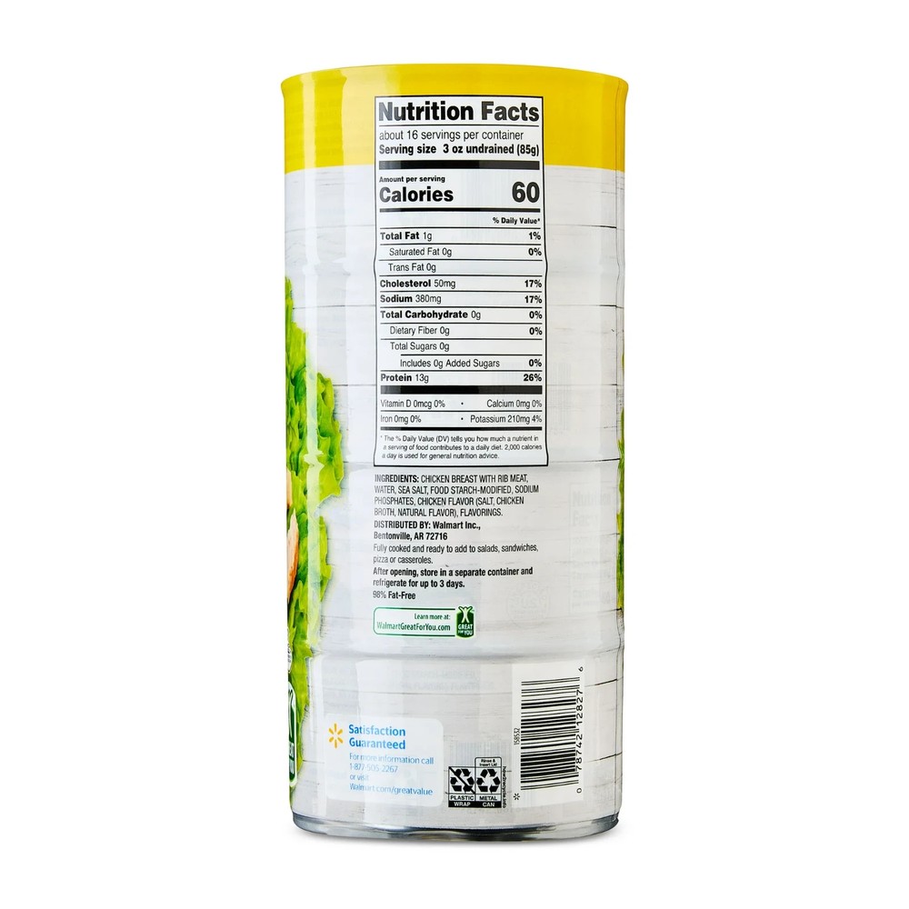 Great Value Chunk Chicken Breast, 12.5 oz Can (4 Pack)